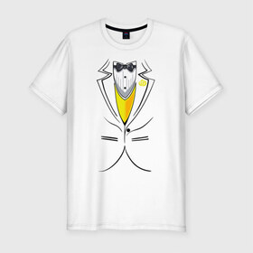 Мужская футболка премиум с принтом Костюм жениха в Кировске, 92% хлопок, 8% лайкра | приталенный силуэт, круглый вырез ворота, длина до линии бедра, короткий рукав | 