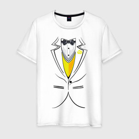 Мужская футболка хлопок с принтом Костюм жениха в Кировске, 100% хлопок | прямой крой, круглый вырез горловины, длина до линии бедер, слегка спущенное плечо. | 