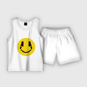 Детская пижама с шортами хлопок с принтом Smile Music в Кировске,  |  | music | smile | смайл наушники