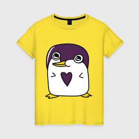 Женская футболка хлопок с принтом Нарисованный пингвин в Кировске, 100% хлопок | прямой крой, круглый вырез горловины, длина до линии бедер, слегка спущенное плечо | Тематика изображения на принте: пингвин