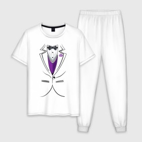 Мужская пижама хлопок с принтом Костюм жениха в Кировске, 100% хлопок | брюки и футболка прямого кроя, без карманов, на брюках мягкая резинка на поясе и по низу штанин
 | бабочка