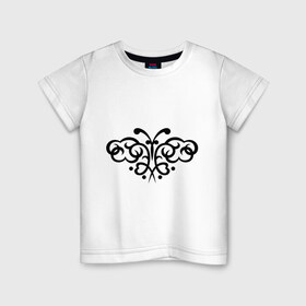 Детская футболка хлопок с принтом Порхающая бабочка (тату) в Кировске, 100% хлопок | круглый вырез горловины, полуприлегающий силуэт, длина до линии бедер | стилизация | тату