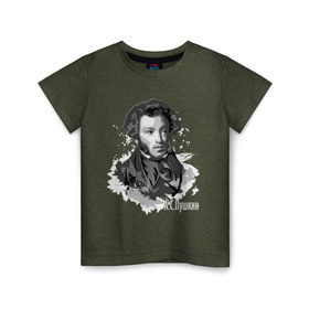 Детская футболка хлопок с принтом Пушкин в Кировске, 100% хлопок | круглый вырез горловины, полуприлегающий силуэт, длина до линии бедер | драматург | писатель | поэт | прозаик | пушкин