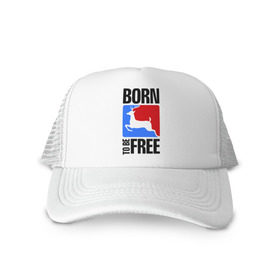 Кепка тракер с сеткой с принтом Born to be free в Кировске, трикотажное полотно; задняя часть — сетка | длинный козырек, универсальный размер, пластиковая застежка | born | free | олень | рожден | свобода | свободный