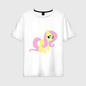 Женская футболка хлопок Oversize с принтом Пони пегас Флаттершай в Кировске, 100% хлопок | свободный крой, круглый ворот, спущенный рукав, длина до линии бедер
 | my little pony | пегас | пони | флаттершай