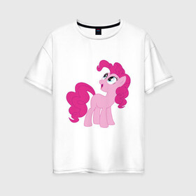 Женская футболка хлопок Oversize с принтом Пони Пинки Пай в Кировске, 100% хлопок | свободный крой, круглый ворот, спущенный рукав, длина до линии бедер
 | my little pony | пинки пай | пони