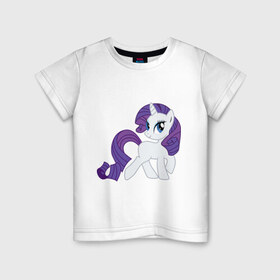 Детская футболка хлопок с принтом Пони Рарити в Кировске, 100% хлопок | круглый вырез горловины, полуприлегающий силуэт, длина до линии бедер | Тематика изображения на принте: my little pony | пони | рарити