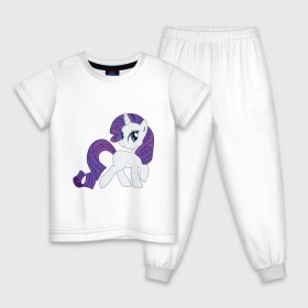 Детская пижама хлопок с принтом Пони Рарити в Кировске, 100% хлопок |  брюки и футболка прямого кроя, без карманов, на брюках мягкая резинка на поясе и по низу штанин
 | my little pony | пони | рарити
