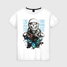 Женская футболка хлопок с принтом Бесконечный космос в Кировске, 100% хлопок | прямой крой, круглый вырез горловины, длина до линии бедер, слегка спущенное плечо | infinite | interstellar | space | univers | астронавт | бесконечный космос | вселенная | интерстеллар | космонавт