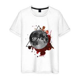 Мужская футболка хлопок с принтом Планета в Кировске, 100% хлопок | прямой крой, круглый вырез горловины, длина до линии бедер, слегка спущенное плечо. | Тематика изображения на принте: infinite | interstellar | space | univers | астронавт | вселенная | интерстеллар | космонавт | луна | планета