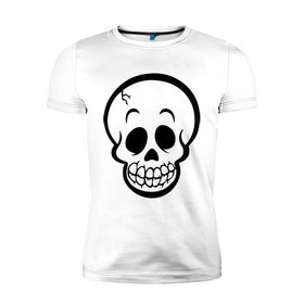 Мужская футболка премиум с принтом Забавный черепок в Кировске, 92% хлопок, 8% лайкра | приталенный силуэт, круглый вырез ворота, длина до линии бедра, короткий рукав | скелет