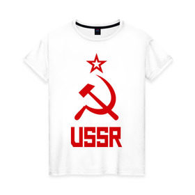Женская футболка хлопок с принтом СССР - великая держава в Кировске, 100% хлопок | прямой крой, круглый вырез горловины, длина до линии бедер, слегка спущенное плечо | ussr | патриот | россия | ссср | страна советов