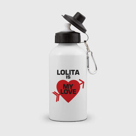 Бутылка спортивная с принтом Лолита - моя любовь в Кировске, металл | емкость — 500 мл, в комплекте две пластиковые крышки и карабин для крепления | lola | my love | лола | лолита | моя любовь