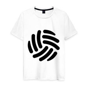 Мужская футболка хлопок с принтом Волейбольный мячик в Кировске, 100% хлопок | прямой крой, круглый вырез горловины, длина до линии бедер, слегка спущенное плечо. | волейбол