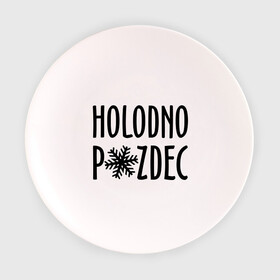 Тарелка 3D с принтом Holodno в Кировске, фарфор | диаметр - 210 мм
диаметр для нанесения принта - 120 мм | holodno | зима | мороз | погода | снежинка | холод | холодно