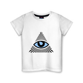Детская футболка хлопок с принтом Всевидящее око (глаз в треугольнике) в Кировске, 100% хлопок | круглый вырез горловины, полуприлегающий силуэт, длина до линии бедер | иллюминаты