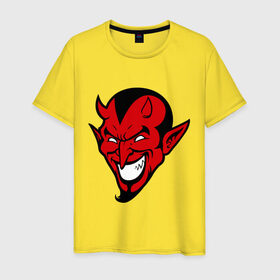Мужская футболка хлопок с принтом Злобный демон в Кировске, 100% хлопок | прямой крой, круглый вырез горловины, длина до линии бедер, слегка спущенное плечо. | демон | дьявол | зло | злобный | сатана | черт