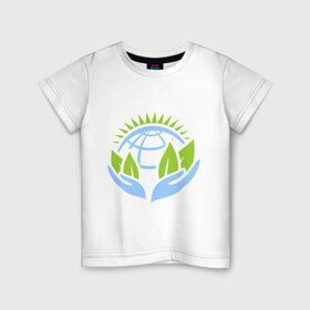 Детская футболка хлопок с принтом Планету нужно беречь в Кировске, 100% хлопок | круглый вырез горловины, полуприлегающий силуэт, длина до линии бедер | green peace | гринпис | забота | охрана | планета | природа