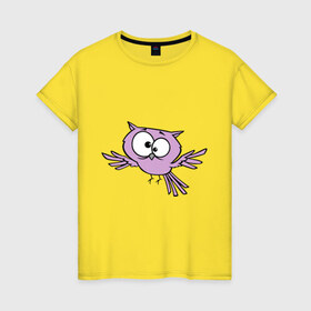 Женская футболка хлопок с принтом Сумасшедшая сова в Кировске, 100% хлопок | прямой крой, круглый вырез горловины, длина до линии бедер, слегка спущенное плечо | 