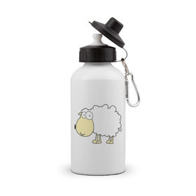 Бутылка спортивная с принтом Милая овечка в Кировске, металл | емкость — 500 мл, в комплекте две пластиковые крышки и карабин для крепления | 2015 | new year | новый год | овечка | овца
