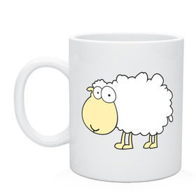 Кружка с принтом Милая овечка в Кировске, керамика | объем — 330 мл, диаметр — 80 мм. Принт наносится на бока кружки, можно сделать два разных изображения | 2015 | new year | новый год | овечка | овца
