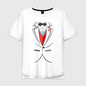 Мужская футболка хлопок Oversize с принтом Костюм жениха в Кировске, 100% хлопок | свободный крой, круглый ворот, “спинка” длиннее передней части | бабочка