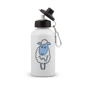 Бутылка спортивная с принтом Милая овечка в Кировске, металл | емкость — 500 мл, в комплекте две пластиковые крышки и карабин для крепления | 2015 | new year | коза | новый год | овца