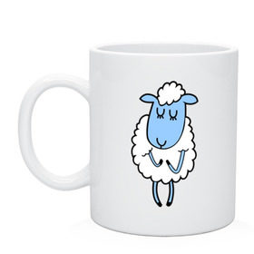 Кружка с принтом Милая овечка в Кировске, керамика | объем — 330 мл, диаметр — 80 мм. Принт наносится на бока кружки, можно сделать два разных изображения | 2015 | new year | коза | новый год | овца