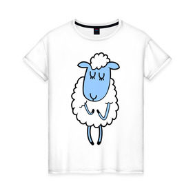 Женская футболка хлопок с принтом Милая овечка в Кировске, 100% хлопок | прямой крой, круглый вырез горловины, длина до линии бедер, слегка спущенное плечо | 2015 | new year | коза | новый год | овца