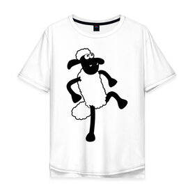 Мужская футболка хлопок Oversize с принтом Овечка танцует в Кировске, 100% хлопок | свободный крой, круглый ворот, “спинка” длиннее передней части | 2015 | new year | новый год | овечка | овца | символ