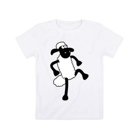 Детская футболка хлопок с принтом Овечка танцует в Кировске, 100% хлопок | круглый вырез горловины, полуприлегающий силуэт, длина до линии бедер | Тематика изображения на принте: 2015 | new year | новый год | овечка | овца | символ