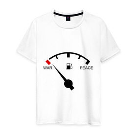 Мужская футболка хлопок с принтом War and peace в Кировске, 100% хлопок | прямой крой, круглый вырез горловины, длина до линии бедер, слегка спущенное плечо. | peace | war | война | мир | скорость
