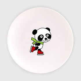 Тарелка с принтом Панда на коньках в Кировске, фарфор | диаметр - 210 мм
диаметр для нанесения принта - 120 мм | панда