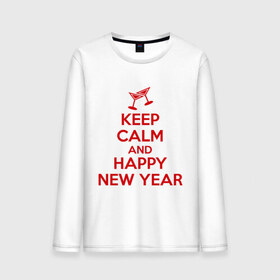 Мужской лонгслив хлопок с принтом Keep calm and happy new year в Кировске, 100% хлопок |  | keep calm | new year | новый год | сохраняй спокойствие