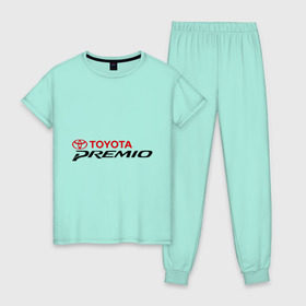 Женская пижама хлопок с принтом Toyota Premio в Кировске, 100% хлопок | брюки и футболка прямого кроя, без карманов, на брюках мягкая резинка на поясе и по низу штанин | premio | toyota | премио | тойота