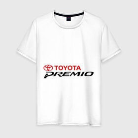Мужская футболка хлопок с принтом Toyota Premio в Кировске, 100% хлопок | прямой крой, круглый вырез горловины, длина до линии бедер, слегка спущенное плечо. | Тематика изображения на принте: premio | toyota | премио | тойота