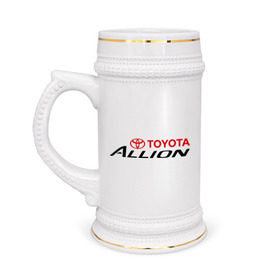 Кружка пивная с принтом Toyota Allion в Кировске,  керамика (Материал выдерживает высокую температуру, стоит избегать резкого перепада температур) |  объем 630 мл | allion | toyota | аллион | тойота