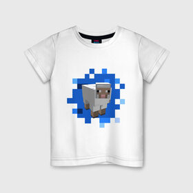 Детская футболка хлопок с принтом Minecraft sheep в Кировске, 100% хлопок | круглый вырез горловины, полуприлегающий силуэт, длина до линии бедер | Тематика изображения на принте: майнкрафт | овечка