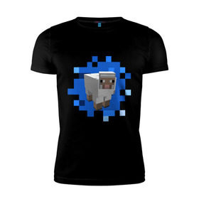 Мужская футболка премиум с принтом Minecraft sheep в Кировске, 92% хлопок, 8% лайкра | приталенный силуэт, круглый вырез ворота, длина до линии бедра, короткий рукав | майнкрафт | овечка