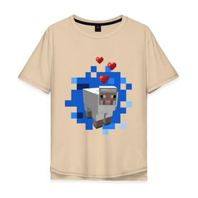 Мужская футболка хлопок Oversize с принтом Minecraft sheep в Кировске, 100% хлопок | свободный крой, круглый ворот, “спинка” длиннее передней части | 2015 | minecraft | бараны | животные | майнкрафт | овечки | приколы | символ года | ягнята