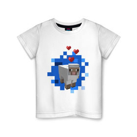 Детская футболка хлопок с принтом Minecraft sheep в Кировске, 100% хлопок | круглый вырез горловины, полуприлегающий силуэт, длина до линии бедер | Тематика изображения на принте: 2015 | minecraft | бараны | животные | майнкрафт | овечки | приколы | символ года | ягнята