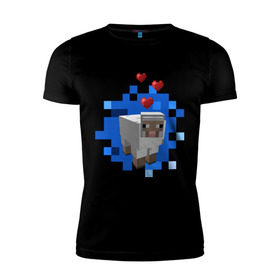 Мужская футболка премиум с принтом Minecraft sheep в Кировске, 92% хлопок, 8% лайкра | приталенный силуэт, круглый вырез ворота, длина до линии бедра, короткий рукав | 2015 | minecraft | бараны | животные | майнкрафт | овечки | приколы | символ года | ягнята