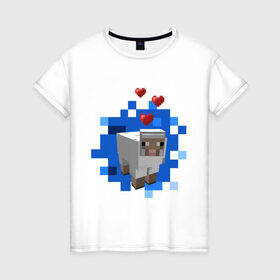 Женская футболка хлопок с принтом Minecraft sheep в Кировске, 100% хлопок | прямой крой, круглый вырез горловины, длина до линии бедер, слегка спущенное плечо | 2015 | minecraft | бараны | животные | майнкрафт | овечки | приколы | символ года | ягнята