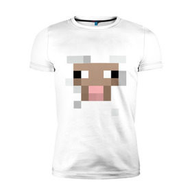 Мужская футболка премиум с принтом Майнкрафт в Кировске, 92% хлопок, 8% лайкра | приталенный силуэт, круглый вырез ворота, длина до линии бедра, короткий рукав | мордочка | овечка | пиксельный