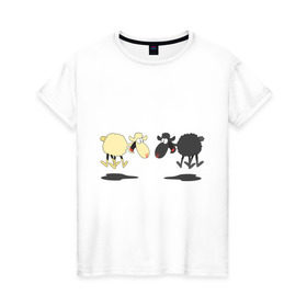 Женская футболка хлопок с принтом Прыгающие овечки в Кировске, 100% хлопок | прямой крой, круглый вырез горловины, длина до линии бедер, слегка спущенное плечо | 2015 | бараны | животные | овечки | приколы | символ года | ягнята