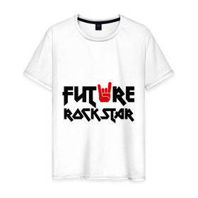 Мужская футболка хлопок с принтом Будущая рок-звезда в Кировске, 100% хлопок | прямой крой, круглый вырез горловины, длина до линии бедер, слегка спущенное плечо. | rockstar