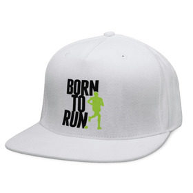 Кепка снепбек с прямым козырьком с принтом Рожден для бега в Кировске, хлопок 100% |  | born to run | run | бегать | рожден | рожден бежать