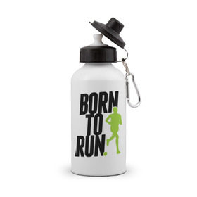 Бутылка спортивная с принтом Рожден для бега в Кировске, металл | емкость — 500 мл, в комплекте две пластиковые крышки и карабин для крепления | born to run | run | бегать | рожден | рожден бежать