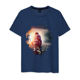 Мужская футболка хлопок с принтом Interstellar в Кировске, 100% хлопок | прямой крой, круглый вырез горловины, длина до линии бедер, слегка спущенное плечо. | interstellar | интерстеллар | космонавт | космос