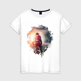 Женская футболка хлопок с принтом Interstellar в Кировске, 100% хлопок | прямой крой, круглый вырез горловины, длина до линии бедер, слегка спущенное плечо | interstellar | интерстеллар | космонавт | космос